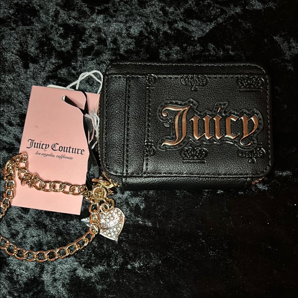 Juicy Couture Black and Gold Wallet/Wristlet